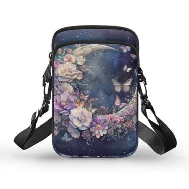 Imagem de YECARYPOD Bolsa para celular, carteira, bolsa transversal, leve, espaçosa, bolsos para smartphone e braçadeira esportiva, Borboleta da lua, One Size