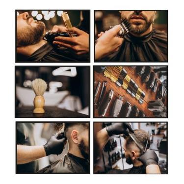 Imagem de Quadros Barbeiro Decoração Barbearia Corte Masculino 6 Peças - CAMALEÃ