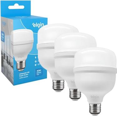 Imagem de Kit Lâmpadas Led Super Bulbo 20w Alta Potência Bivolt Branco Frio Elgin (Kit 3 Unidades)