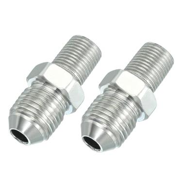 Imagem de PATIKIL Conectores de bico redutores hexagonais Adaptador de tubo macho 1/5.1 cm alargador 37° JIC x 1/20.3 cm macho NPT, pacote com 2 adaptadores redutores de mamilo, encaixe hidráulico de aço