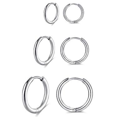 Imagem de Dainty 8 pares de brincos de aço inoxidável cirúrgico banhados a ouro 14K brincos de argola, brincos de diamante CZ feminino masculino leve, hipoalergênico, conjunto de brincos para múltiplos piercings, adequado para cartilagem, hélice, lóbulo, primeiro furo, segundo furo, terceiro buraco, Zircônia 