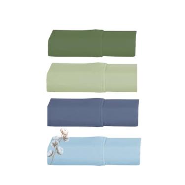 Imagem de Lençol com Elástico Algodão Egípcio 300 Fios- Solteiro/Casal/Queen/King - Avulso ou Kit - Hipoalergênico não faz bolinhas (Ocean, King Kit 4un)