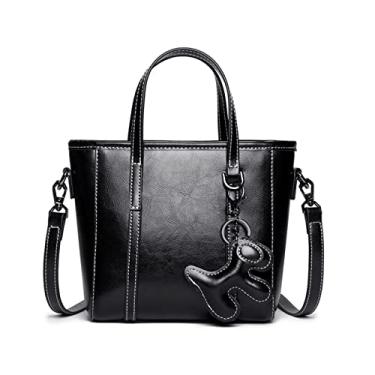 Imagem de Bolsas Femininas Bolsas Femininas Retrô Grandes Tote Bags Moda de Ombro Cor Sólida Sacos Transversais para Mulheres(Black)