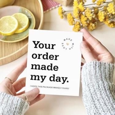 Imagem de Anwyll Cartões de agradecimento para pequenas empresas, 100 peças de cartões de agradecimento para embalagem, obrigado por apoiar meus cartões de visita pequenos, branco Seu pedido Faça meus cartões