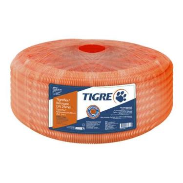 Imagem de Conduíte Conrrugado Tigreflex 25m Laranja Em Pvc 32mm