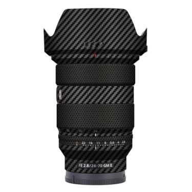 Imagem de kakotopa Adesivo decorativo de película protetora de lente compatível com Sony FE 24-70 mm F2.8 GM II Proteção abrangente anti-arranhões/anti-desgaste/sem resíduo/3M Materail (fibra de carbono preta)