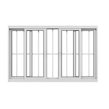 Imagem de Janela 4 Folhas Com Grade 120x120 Alumínio Branco Linha 25 Jade - Brec