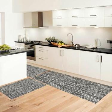 Imagem de Kit Jogo de Tapetes para Cozinha com 3 Peças – 2 Tapetes Decorativos + 1 Passadeira para Pia | Estampa Moderna, Base Antiderrapante e Conforto para o Dia a Dia