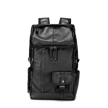 Imagem de Mochila de couro para homens design de moda mochilas multibolsos de viagem mochila para laptop bolsa escolar para estudantes
