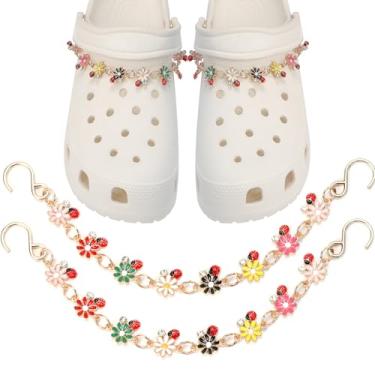 Imagem de CIKKITZ Corrente de sapato brilhante para sandálias de tamanco, 2 peças de pingentes de corrente de metal para mulheres, lindos pingentes de decoração de sapatos DIY para lembrancinhas de festa,