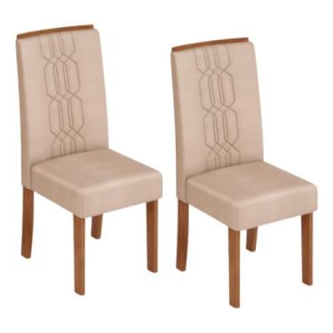 Imagem de Conjunto Kit Cadeiras Zoe Freijó/Veludo Creme Sala de Jantar Estofada 2 Unidades DJ Móveis