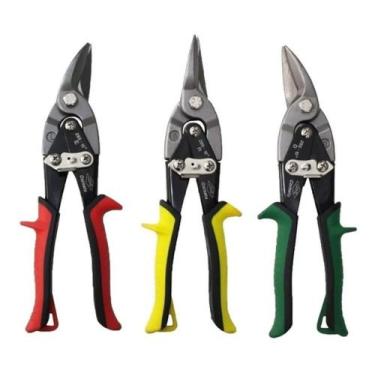 Imagem de Kit 3 Tesoura Aviação Cortar Chapa Esq. Dir. Reta 10 Cornet - Corneta