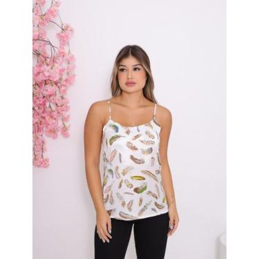 Imagem de Regata Feminina Alcinha Crepe Estampada com Alça Regulável Casual - SM