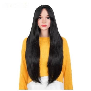 Imagem de peruca orgânica lisa com franja 70cm Lindíssima - gm hair, Preto