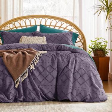 Imagem de Capa de edredom Bedsure Boho Queen Size com 2 fronhas, roxo acinzentad
