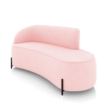 Imagem de Sofá 3 Lugares Orgânico 180cm Pé Ferro Preto Morgan Suede Rosa Bebê D03 - D`Rossi