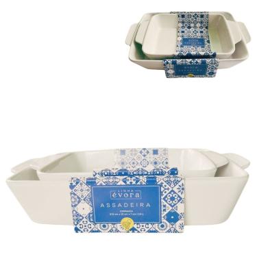 Imagem de Assadeiras e Travessas Porcelana Branca 2pçs 2,5lts e1,5lts Evora