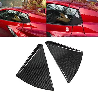 Imagem de Yipmotiv 2 peças de capa de triângulo de janela traseira de carro para C8 Corvette conversível APENAS 2020 2021 2022 2023, persianas de janela externa de fibra de carbono genuína B acabamento de pilar