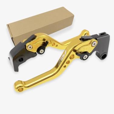 Imagem de Alavancas de freio de embreagem curtas R1 para Yamaha YZFR1 1999-2024 YZF R1 R1M RS 2016 Acessórios de motocicleta Alças de controle ajustáveis (Gold_Glossy, YZF R1 2009-2014)