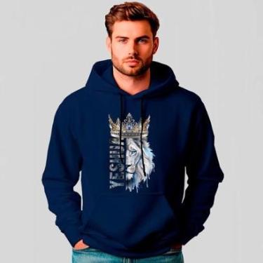 Imagem de Moletom Canguru Estampado Leão Yeshua - REF1224-Masculino