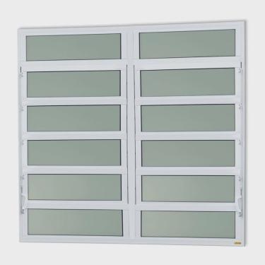 Imagem de Janela de Alumínio Basculante 2 Seções 120x150cm Vidro Mini Boreal Elite Brimak