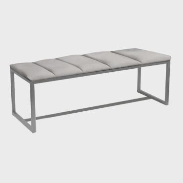 Imagem de Calçadeira Industrial Carla 100cm Solteiro Quarto Box Cama Ferro Prata Suede Cinza Claro - Ahz Móveis