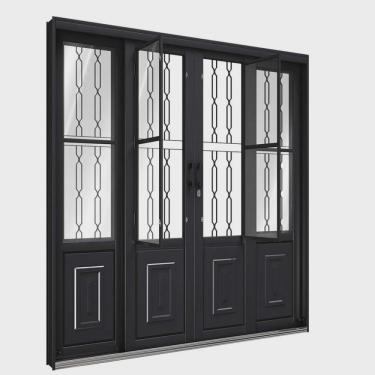 Imagem de Porta de Aço de Correr com Postigo e Grade Mosaico 4 Folhas 213x200cm Facilitá Lucasa