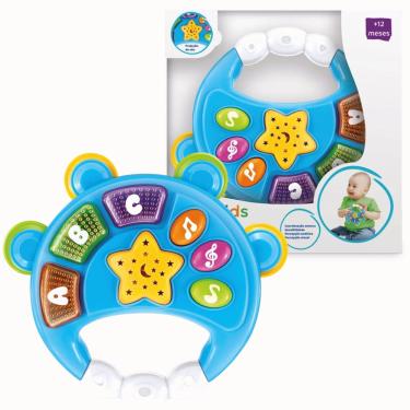 Imagem de Pandeiro Infantil Com Luz e Som Azul Multikids Br2092