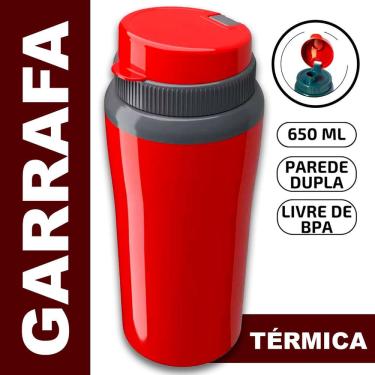 Imagem de Garrafa Térmica Para Academia Treino Cozinha 650Ml Tampa