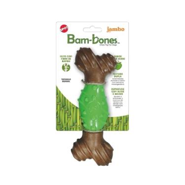 Imagem de JAMBO PET Mordedor para Pet, Osso Bambone Maça Verde, Feito de Bambu e Nylon, Grande