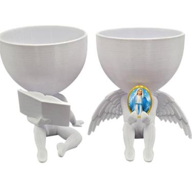 Imagem de Kit Decoração Nossa Senhora das Graças Anjinho Lendo Biblia - Point da