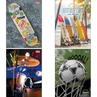 Imagem de Kit com 5 Cadernos Brochurinha, Tilibra, Zoom+, Masculino, 1/4, Pequeno, Capa Dura, 96 Folhas, Capas Sortidas