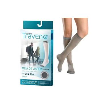 Imagem de Meia de Viagem Traveno - Unissex - Ponteira Fechada - Cor Cinza - Tama