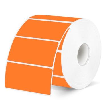 Imagem de Etiquetas térmicas de 5 x 2,5 cm, adesivos de impressora térmica laranja, adesivos autoadesivos à prova d'água para código de barras, nome, endereço, 300 etiquetas/rolo