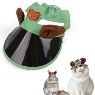 Imagem de Dog Sunscreen Hat Baseball Cap com Ear Holes,Dog Cat Summer Beach Visor Hat,chapéu de animais deportivos no exterior com Stripe Adjustable (Green, L)