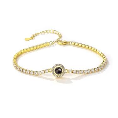 Imagem de MRDOPELUX Pulseira de tênis de zircão com imagem interna, pulseira de projeção de imagem personalizada, pulseira personalizada com imagem memorial, presentes para mulheres, Adjustable size, Cobre