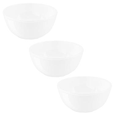 Imagem de Kit 3 Tigelas Saladeiras 2,2L Melamina Branca 22x10cm Salada Sobremesa Frutas Round