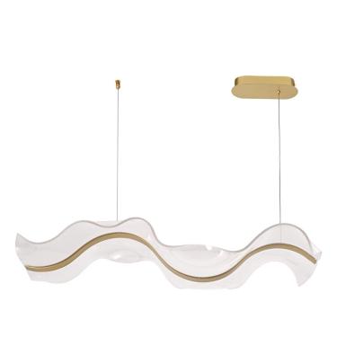 Imagem de Pendente Sinuous Linear Ondulado Metal Dourado Vidro Transp