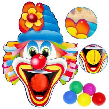 Imagem de Palhaço Bocão Festa Junina Aniversário Brinquedo Com 5 Bolinhas Acerte