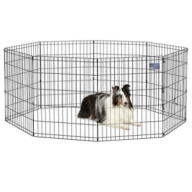 Imagem de MidWest Homes for Pets Caneta dobrável de metal para exercícios de cachorro/cachorro, cercadinho interno/externo sem porta, oferece 40 metros quadrados de espaço para brincar, 76 cm de altura, preto