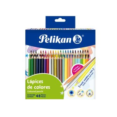Imagem de Pelikan Conjunto de lápis de cor redondos, pacote com 48 quilates, cores pastel neon e metálicas sortidas, redondo de 4,0 mm..