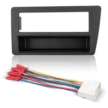 Imagem de NuIth Kit de painel de instalação de rádio Din único com bolso para Honda Civic 2001-2005, placa de montagem de rádio Din único, kit de instalação estéreo de carro para montagem de rádio de reposição