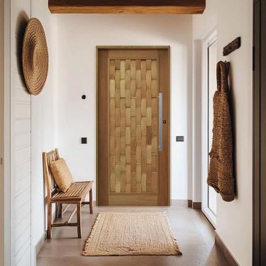 Imagem de Porta Couro em Pé Batente 14 Puxador Barra Chata 60 CM 82 X 210 Esquerdo Rodam