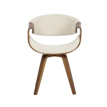 Imagem de Cadeira Poltrona Giratória em Madeira Maciça e Linho Nicole - Rivatti