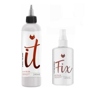 Imagem de Kit Stencil Tattoo Tatuagem Transfer It 240Ml + Stencil Fix - Electric