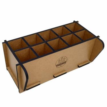 Imagem de Trident - Organizador de mesa em MDF (ORG-M10) com 10 divisões | 6 mm de espessura e 2 posições de uso (90° ou 25°) para canetas, lápis e pincéis
