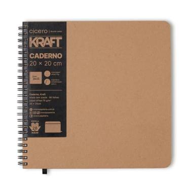 Imagem de Caderno Grande sem Pauta, Cicero, Wire O Kraft, 2568, Bege, 20x20