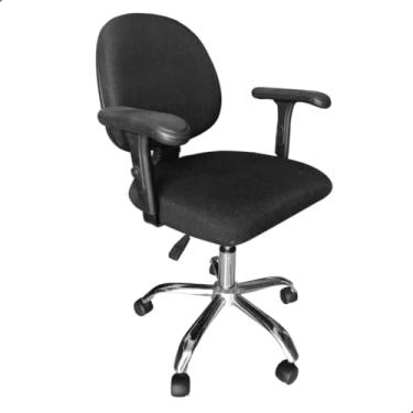Imagem de Cadeira de Escritório Executiva Laizz Ergonômica com Braço, Tecido Preto, Rodízios e Ajuste de Altura Giratória