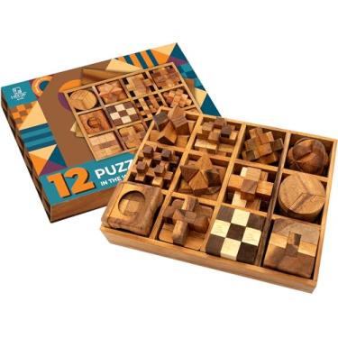 Imagem de BSIRI Wooden Puzzle Box Set (12 Games) - Challenging Brain Teasers and 3D Puzzles for Adults, Interlocking Games for IQ Test, Ideal for Patio Decor and Unique Gift for Chistmas