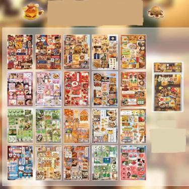 Imagem de Alideco 20 pçs adesivos vintage comida fofa animal de estimação peixe dourado brilhante livro para adultos adesivos de diário para scrapbook (meishiweizhilv)
